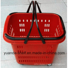 Large Capacity Plastic Supermarket Shopping Basket with 4 Wheels